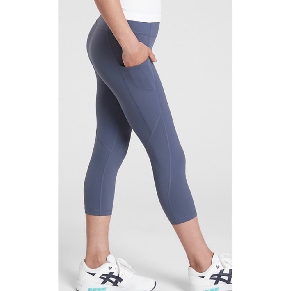 Athleta Crop Leggings SP‎ Blue High Rise Pocket Athletic Activewear